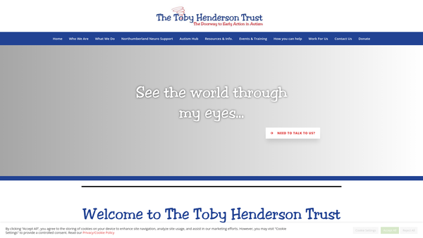 Screenshot of the The Toby Henderson Trust Limited website
