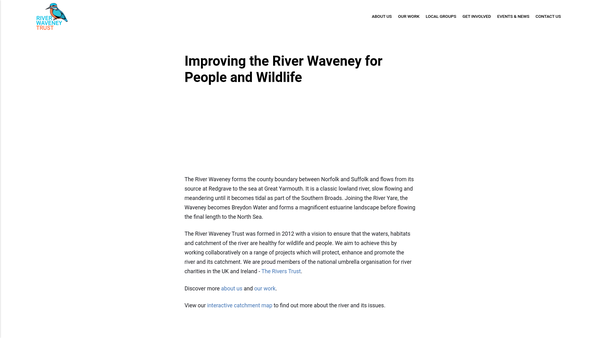 Screenshot of the River Waveney Trust website