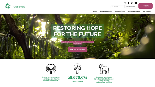 Screenshot of the Tree Sisters website