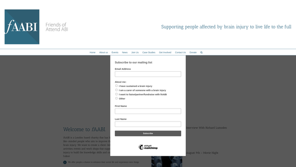 Screenshot of the Friends Of Attend Abi (Faabi) website