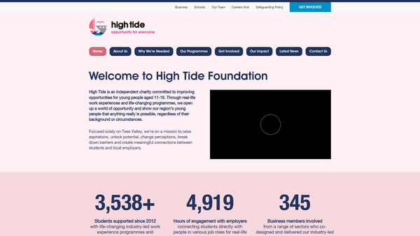 Screenshot of the The High Tide Foundation website