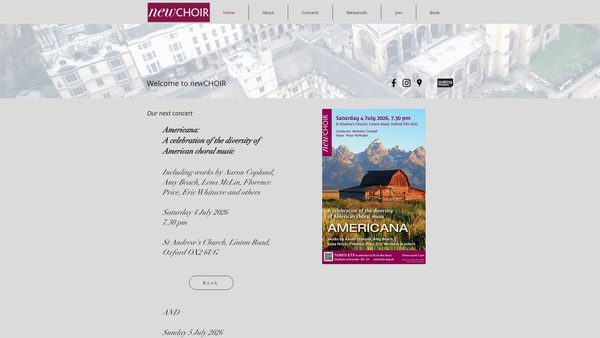 Screenshot of the Newchoir website