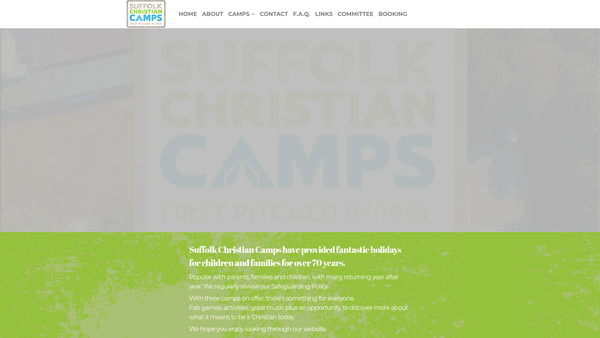 Screenshot of the Suffolk Christian Camps website