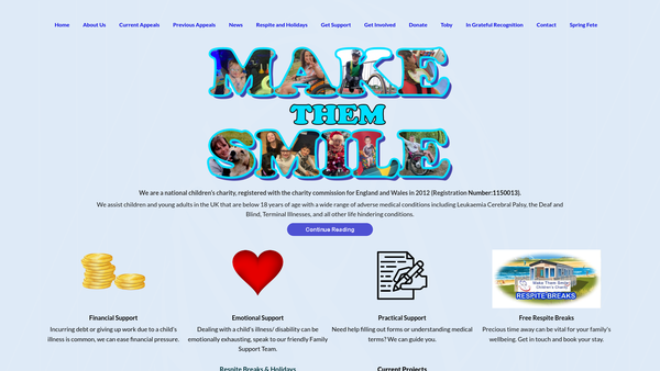 Screenshot of the Make Them Smile website