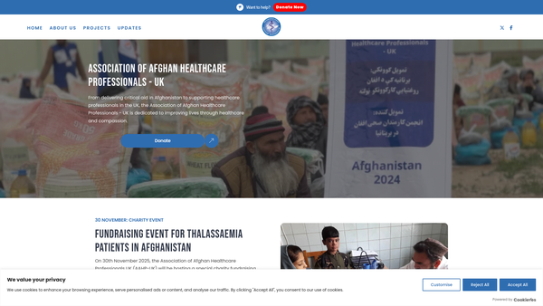 Screenshot of the Association Of Afghan Healthcare Professionals-Uk website