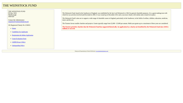 Screenshot of the The Weinstock Fund website
