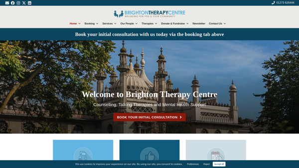 Screenshot of the Brighton Therapy Centre Limited website