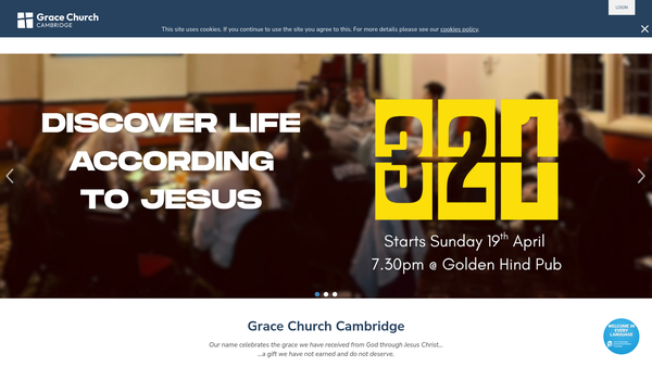 Screenshot of the Grace Church, Cambridge website