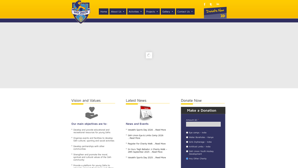Screenshot of the Sikh Union Limited website
