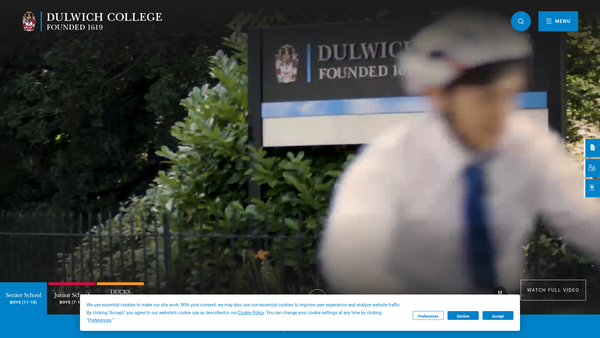 Screenshot of the Dulwich College website