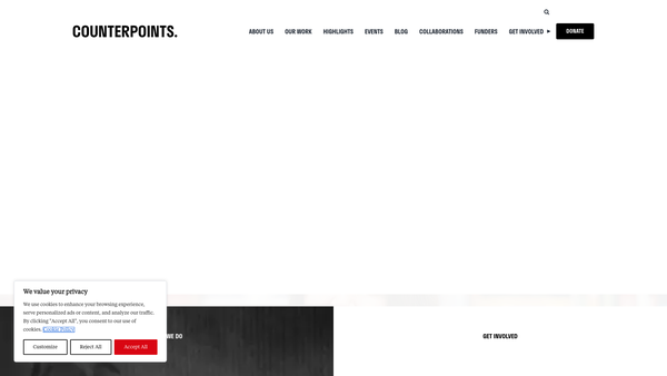 Screenshot of the Counterpoints Arts website
