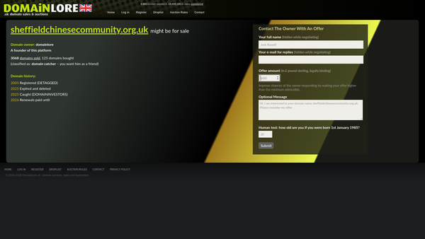 Screenshot of the Sheffield Chinese Community Centre website
