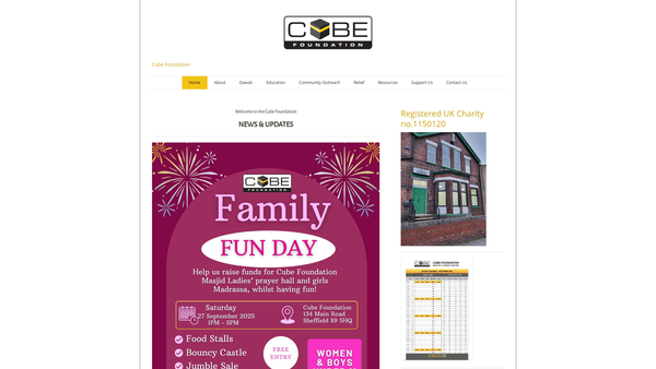 Screenshot of the Cube Foundation website