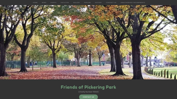 Screenshot of the Friends Of Pickering Park website