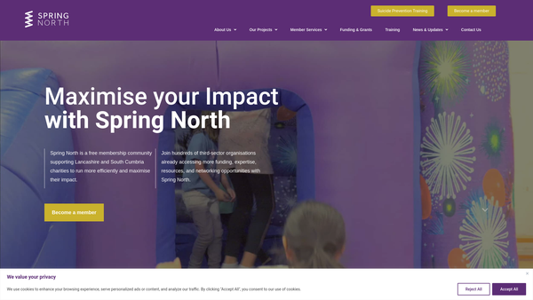 Screenshot of the Spring North Ltd. website