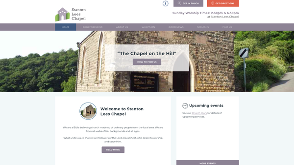 Screenshot of the Stanton Lees Chapel website