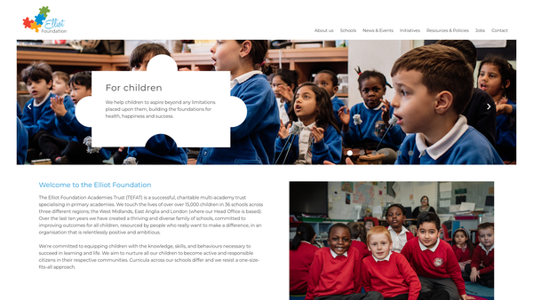 Screenshot of the The Elliot Foundation website