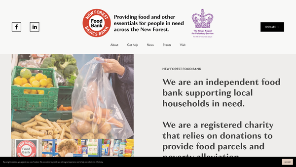 Screenshot of the New Forest Basics Bank website