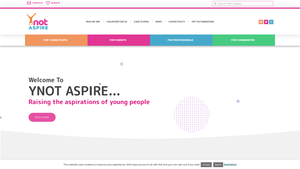 Screenshot of the Ynot Aspire Limited website