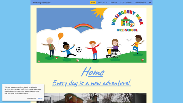 Screenshot of the Hollingbury Park Pre-School LTD website