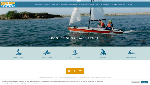 Screenshot of the Coquet Shorebase Trust Ltd website