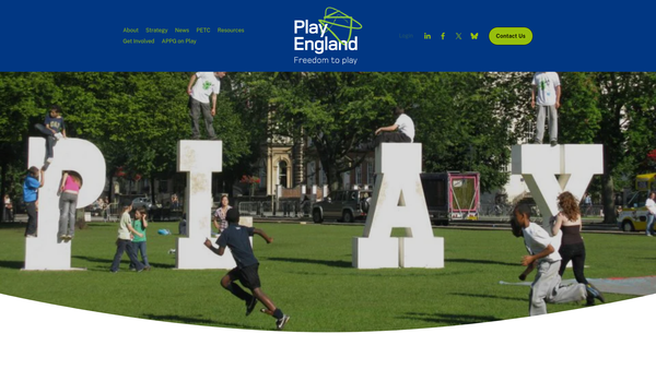 Screenshot of the Play England website