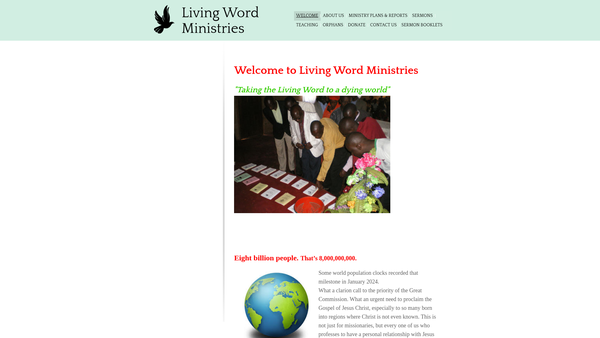 Screenshot of the Living Word Ministries website