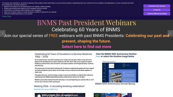 Screenshot of the British Nuclear Medicine Society website