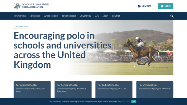 Screenshot of the Schools And Universities Polo Limited website