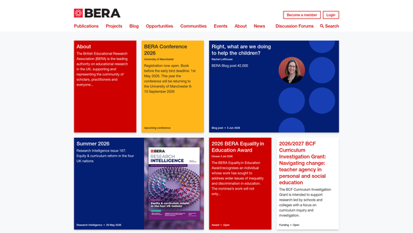 Screenshot of the British Educational Research Association website