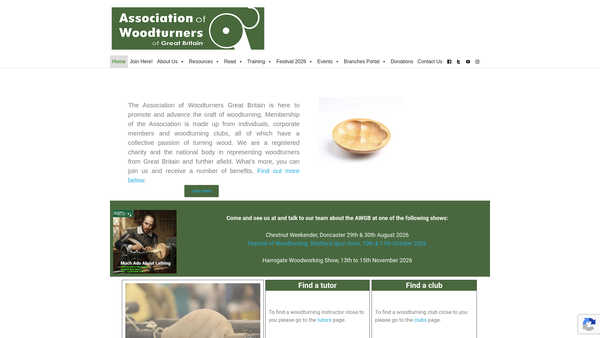 Screenshot of the The Association Of Woodturners Of Great Britain website