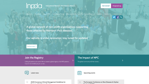Screenshot of the International Niemann-Pick Disease Alliance website