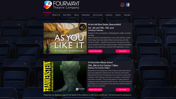 Screenshot of the Fourways Theatre Company website