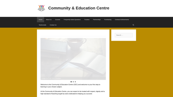 Screenshot of the Community & Education Centre (CEC) website