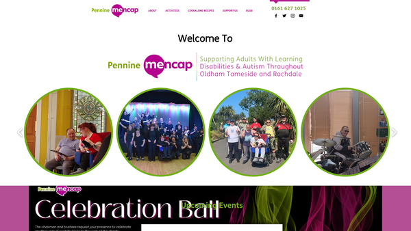 Screenshot of the Pennine Mencap website