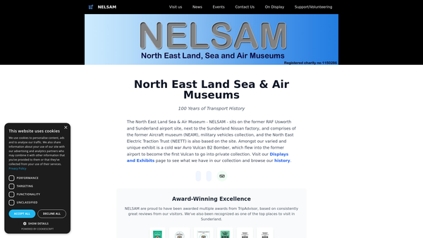 Screenshot of the Ne Land Sea And Air Museum Ltd website