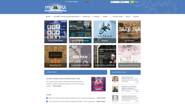 Screenshot of the Madina Institute website