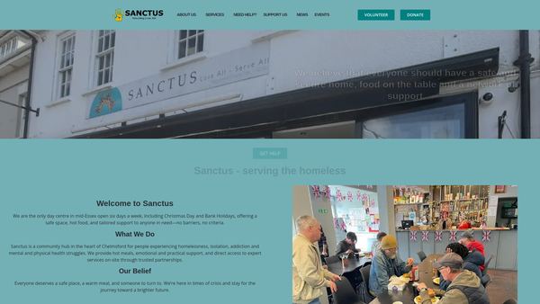 Screenshot of the Sanctus website