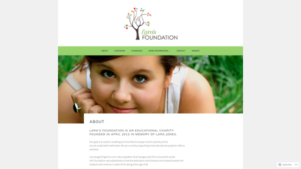 Screenshot of the Lara Jones Charitable Foundation website
