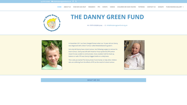 Screenshot of the The Danny Green Fund Charity website