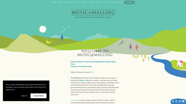 Screenshot of the Music At Malling Ltd website