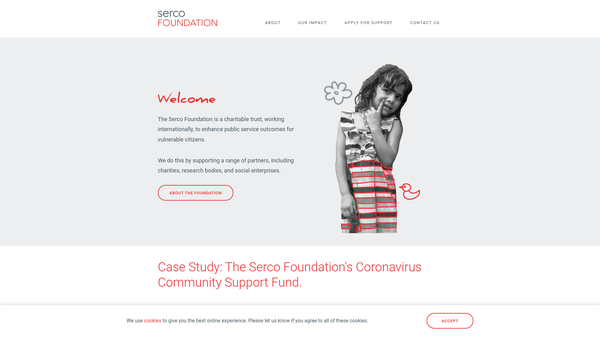 Screenshot of the The Serco Foundation website