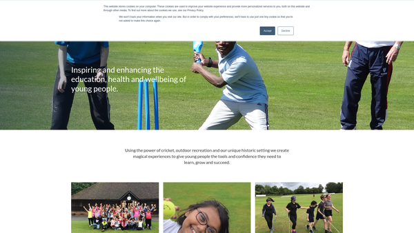 Screenshot of the Arundel Castle Cricket Foundation website