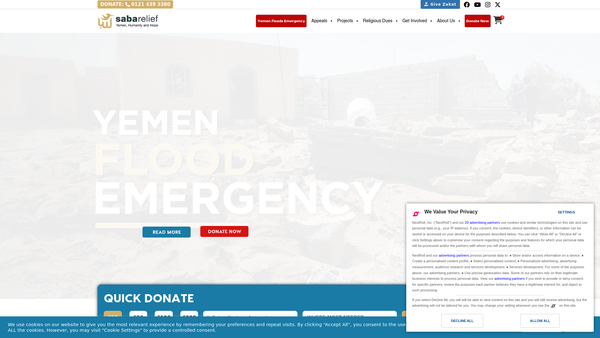 Screenshot of the Saba Relief & Development Foundation Limited website