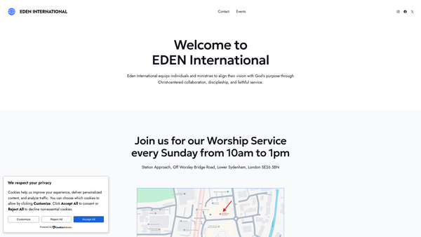 Screenshot of the Eden International website