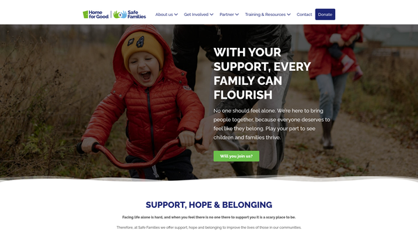 Screenshot of the Safe Families For Children website