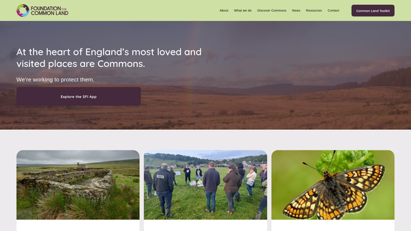 Screenshot of the Foundation For Common Land website