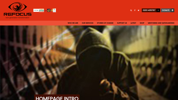 Screenshot of the Refocus Project Ltd website