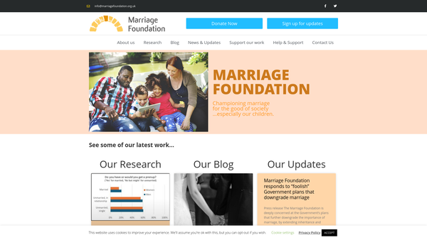 Screenshot of the The Marriage Foundation website