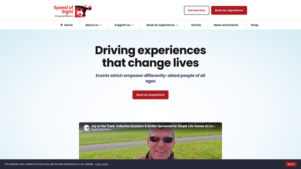 Screenshot of the Speed Of Sight Ltd website